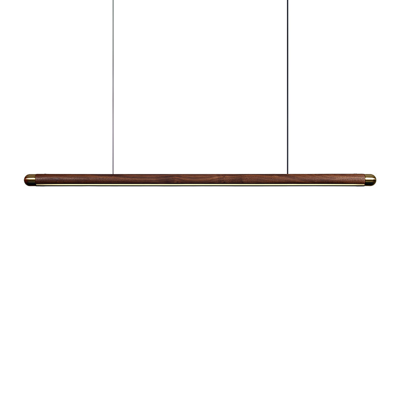 Contemporary Solid Wood and Brass Pendant Light-1