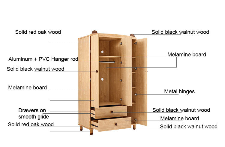 Dear Bear Kids Oak Wardrobe Closet-1