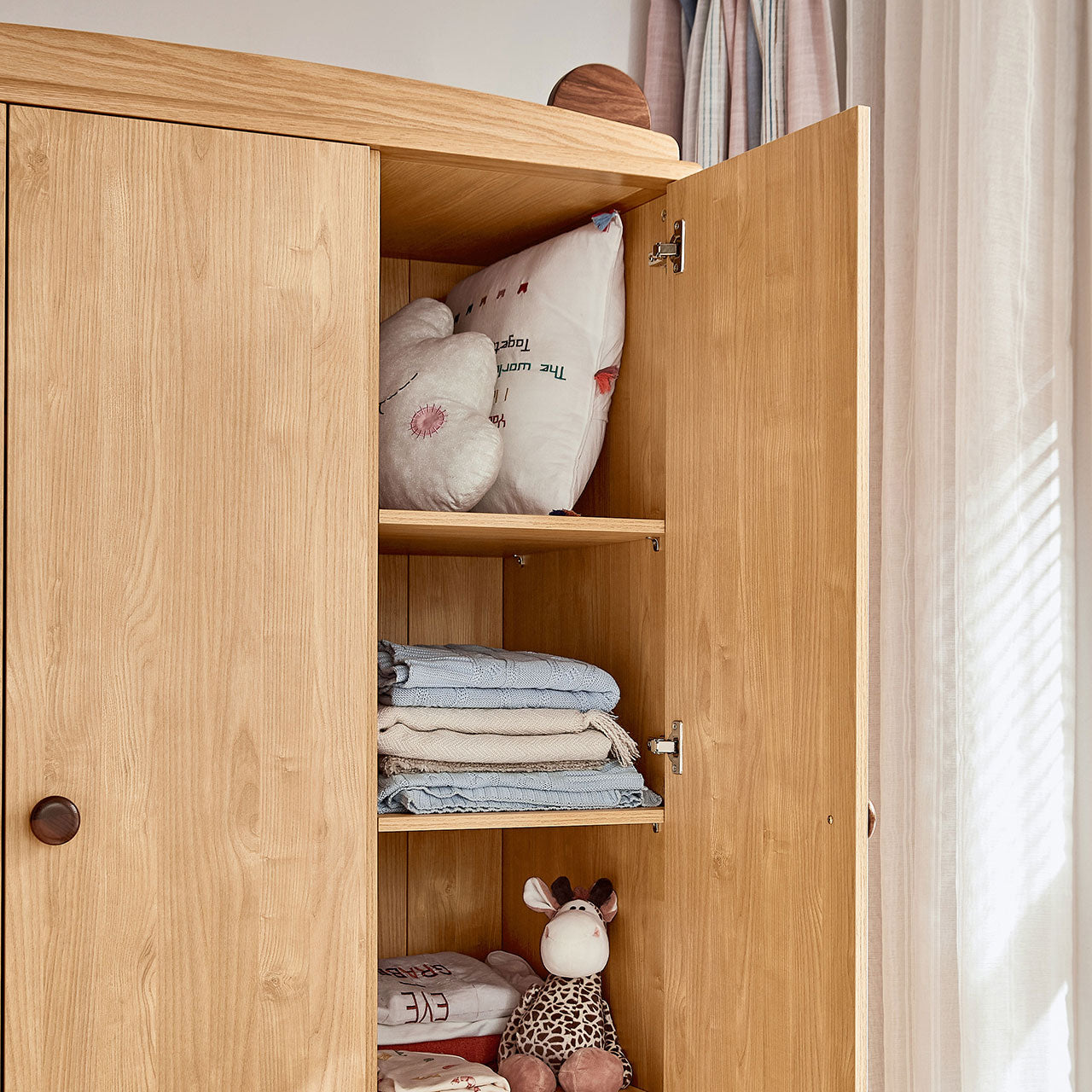 Dear Bear Kids Oak Wardrobe Closet-4