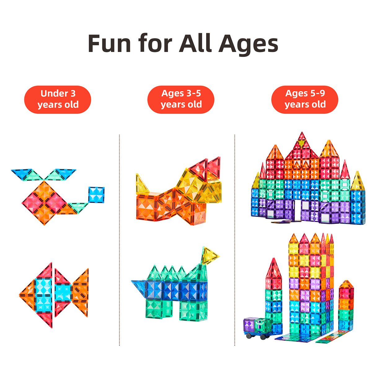 Distinctive Pack 100pcs Rainbow Magnetic Tiles-3