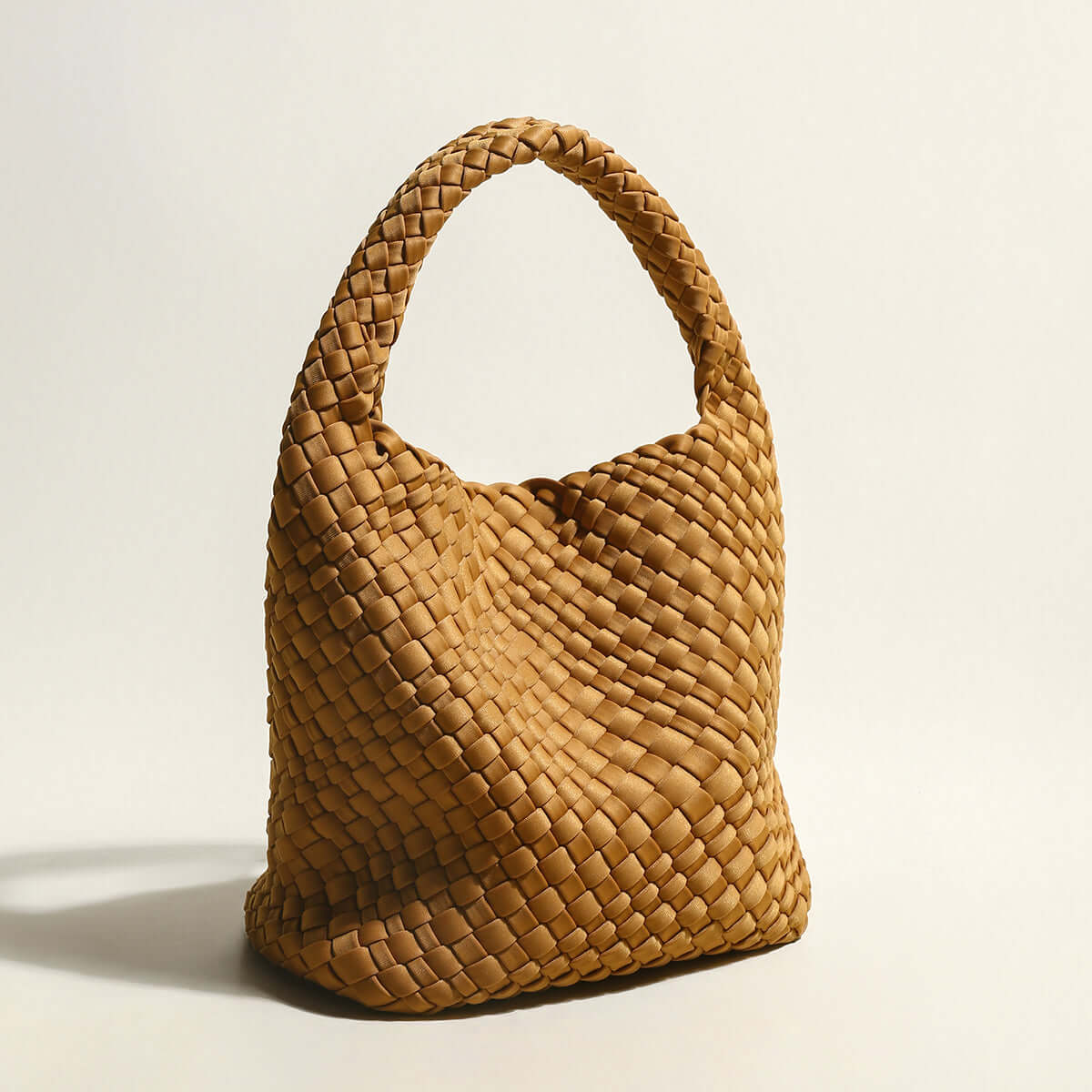 Earthy Medium Woven Top Handle Bag-2