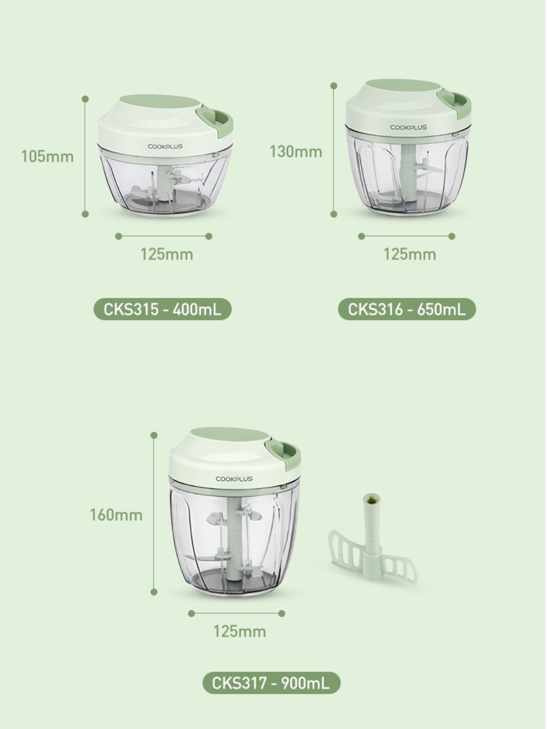 Easy Spin Multifunction 900ml Mint Vegetable Chopper - Effortless Food Preparation-3
