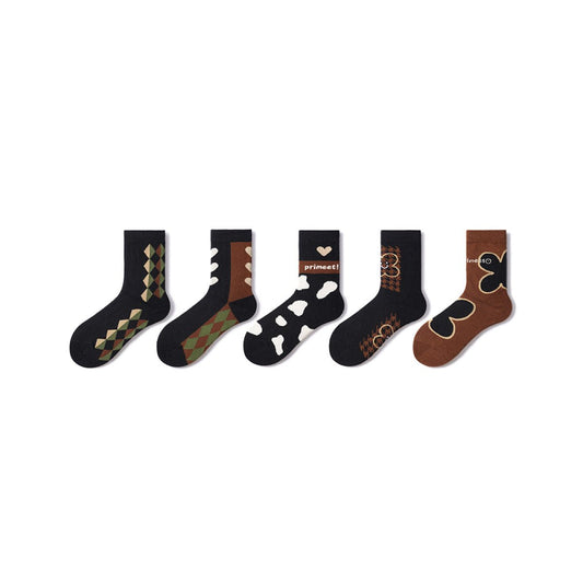 Fall Foliage All-season Women 5pcs Crew Socks Set-0