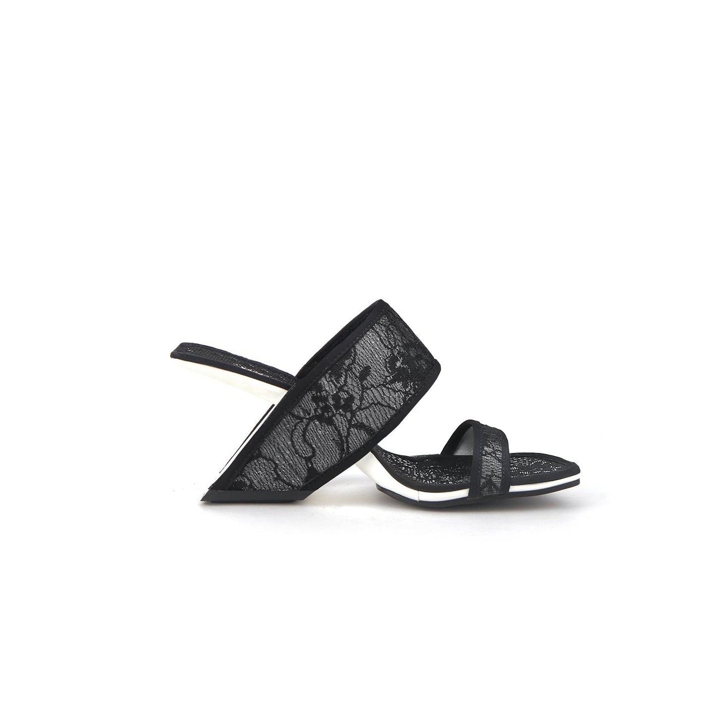 Floral Lace Square Toe Mules-2