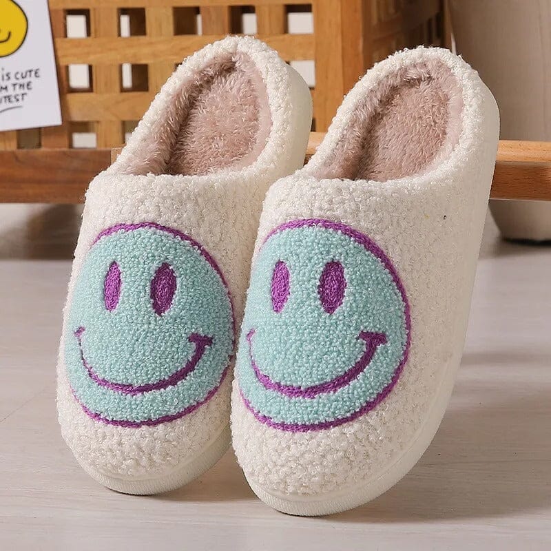 HappySlippers – Fluffiga Inneskor med Smiley & Halkfri Sula