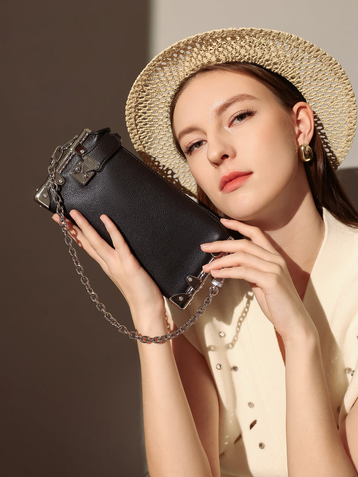 Harlow Chain Strap Structured Shoulder Bag-1