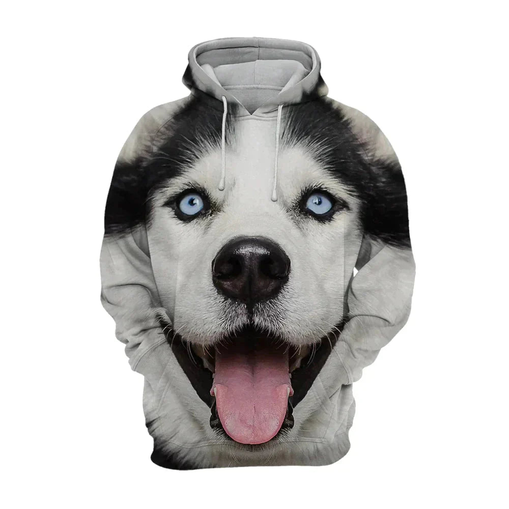 Huvtröja med hundtryck – 3D Hoodie för Hundälskare