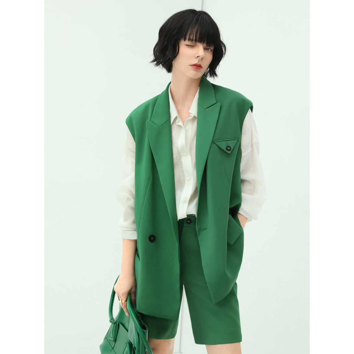 Illuminating Bermuda Green Shorts-0