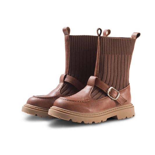 Knit Sock Heel Boots for Girls-1