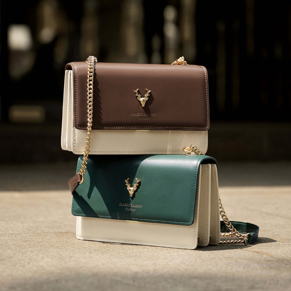 Kylie Double Chained Leather Shoulder Bag-1