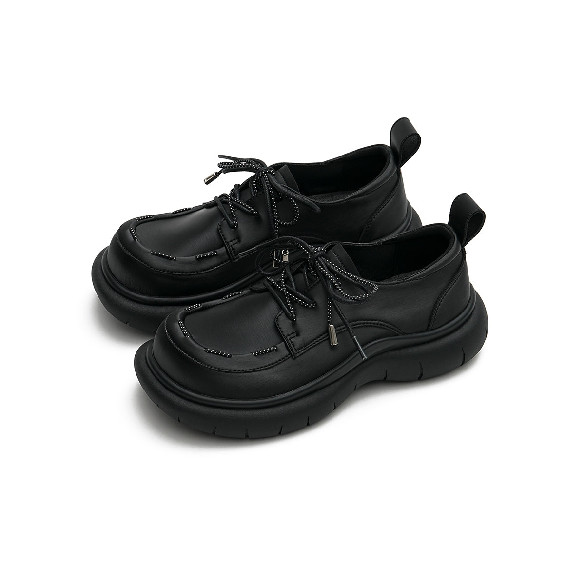 Lace-Up Leather Shoes with Padded Bottoms-1