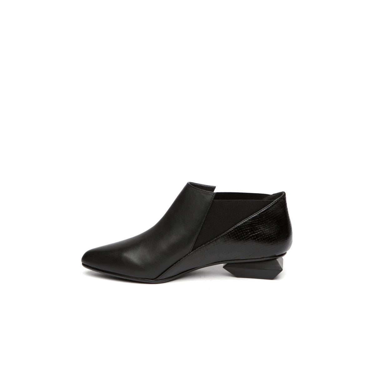 Leather Ankle Boots with Trapezoidal Heels-0