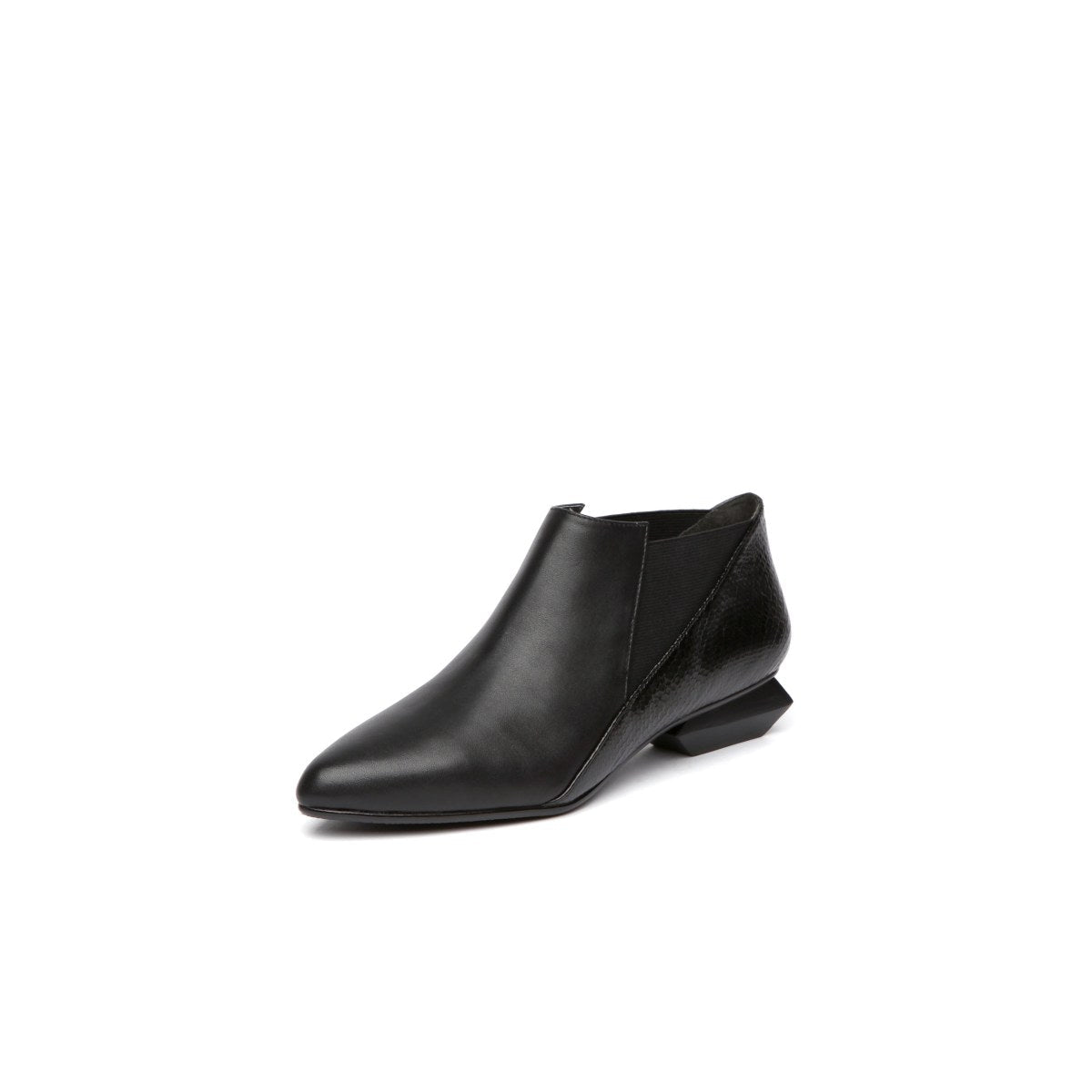 Leather Ankle Boots with Trapezoidal Heels-1