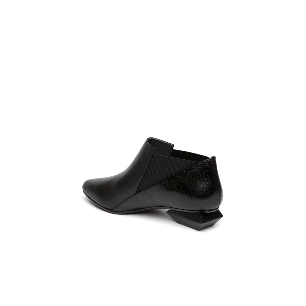 Leather Ankle Boots with Trapezoidal Heels-2