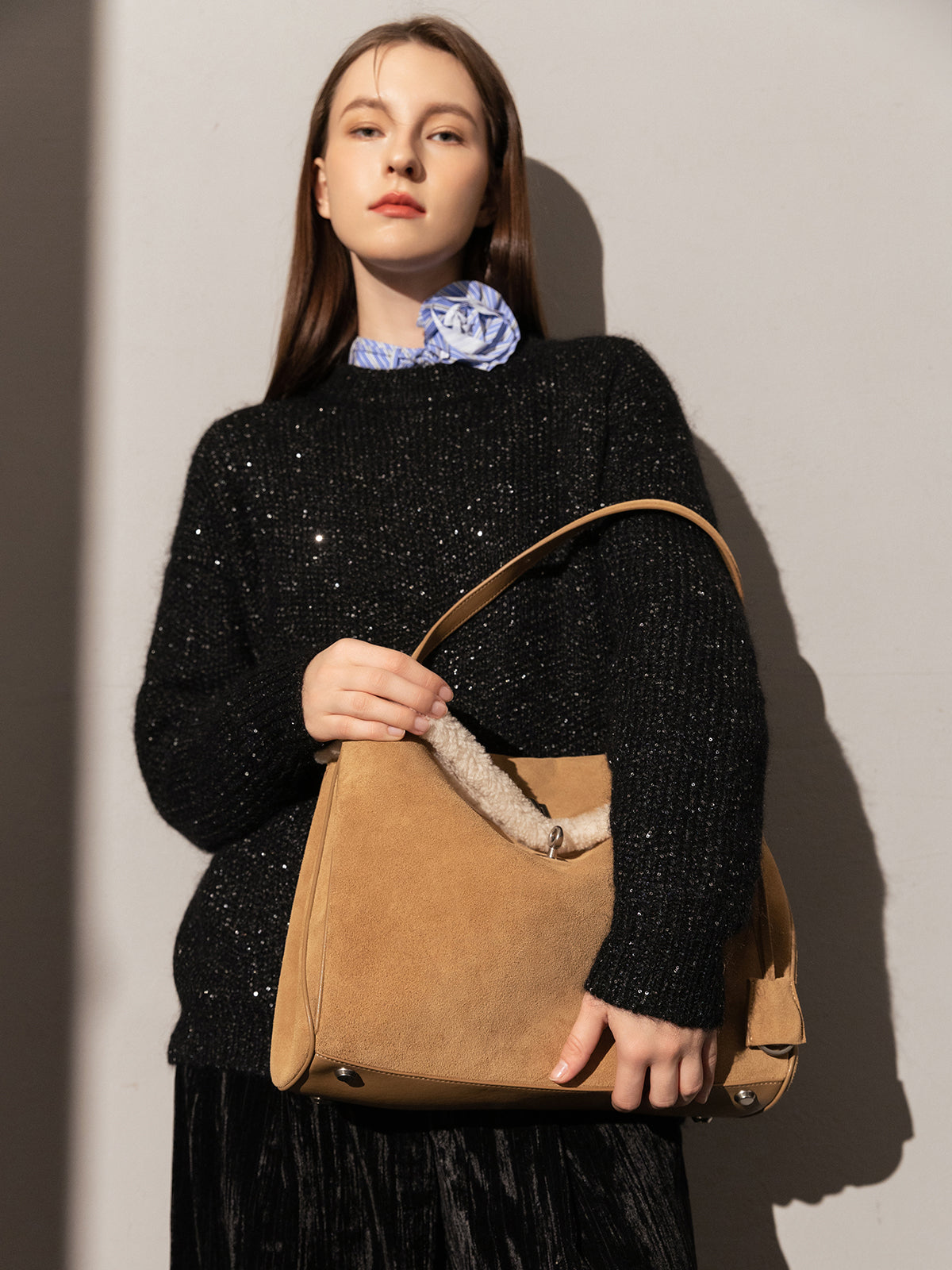 Manhattan Large Felt Leather Tote Bag-2