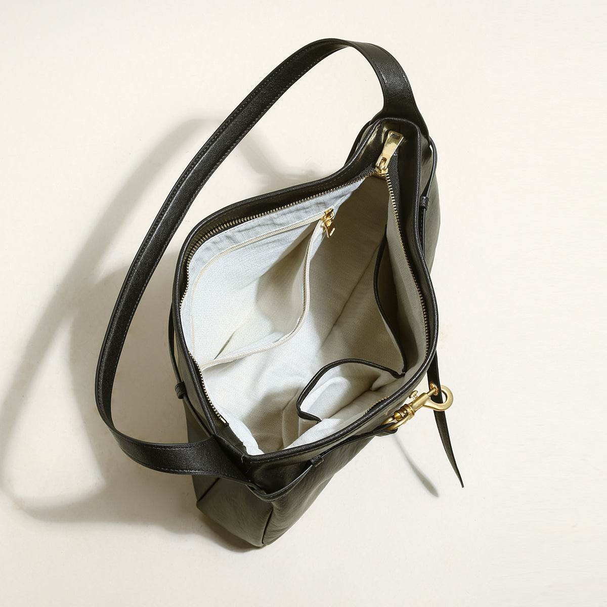 Mediun Slouchy Leather Shoulder Bag-3