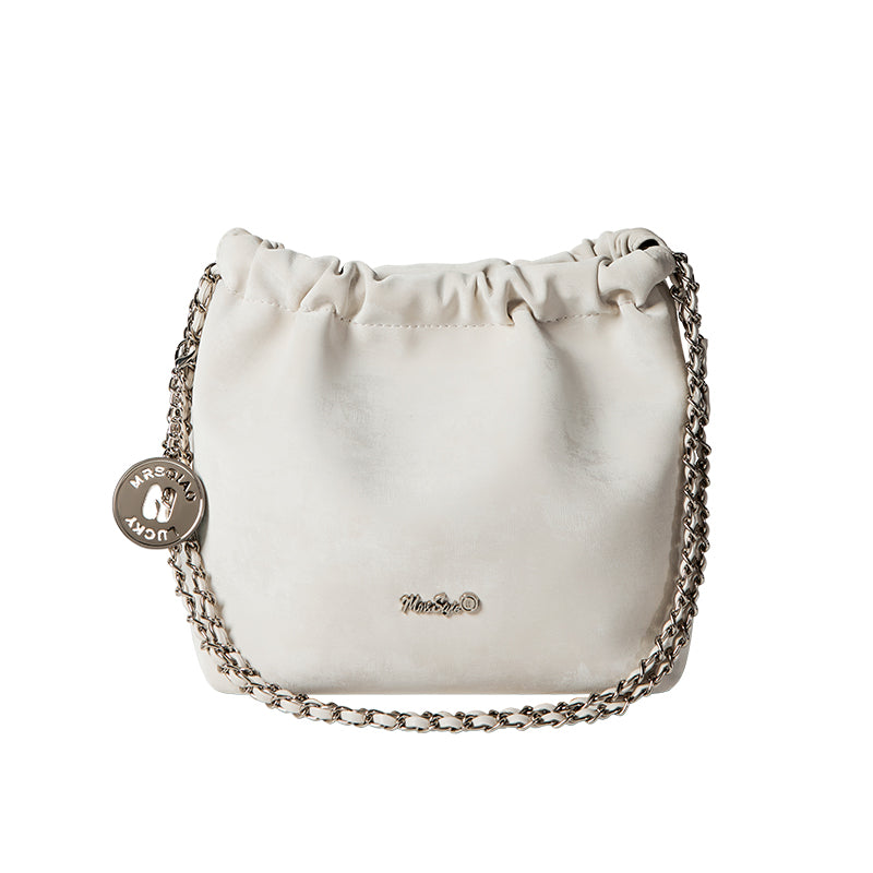 Metallic Leather Pleated Chain Strap Bag-6