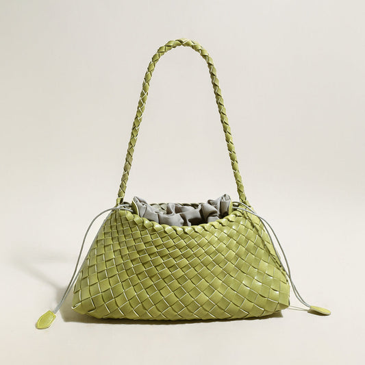 Mini Woven Trapezoid Drawstring Shoulder Bag-0