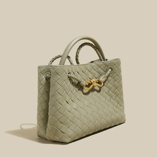Mint Green Woven Tote Bag-1