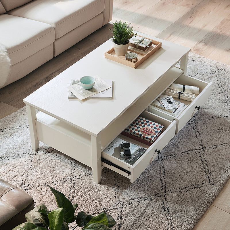 Modern Nordic Coffee Table with Drawers-3