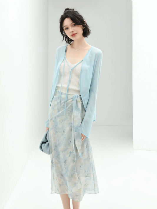 Muted Floral Tie-Dye Wrap Around Skirt-1