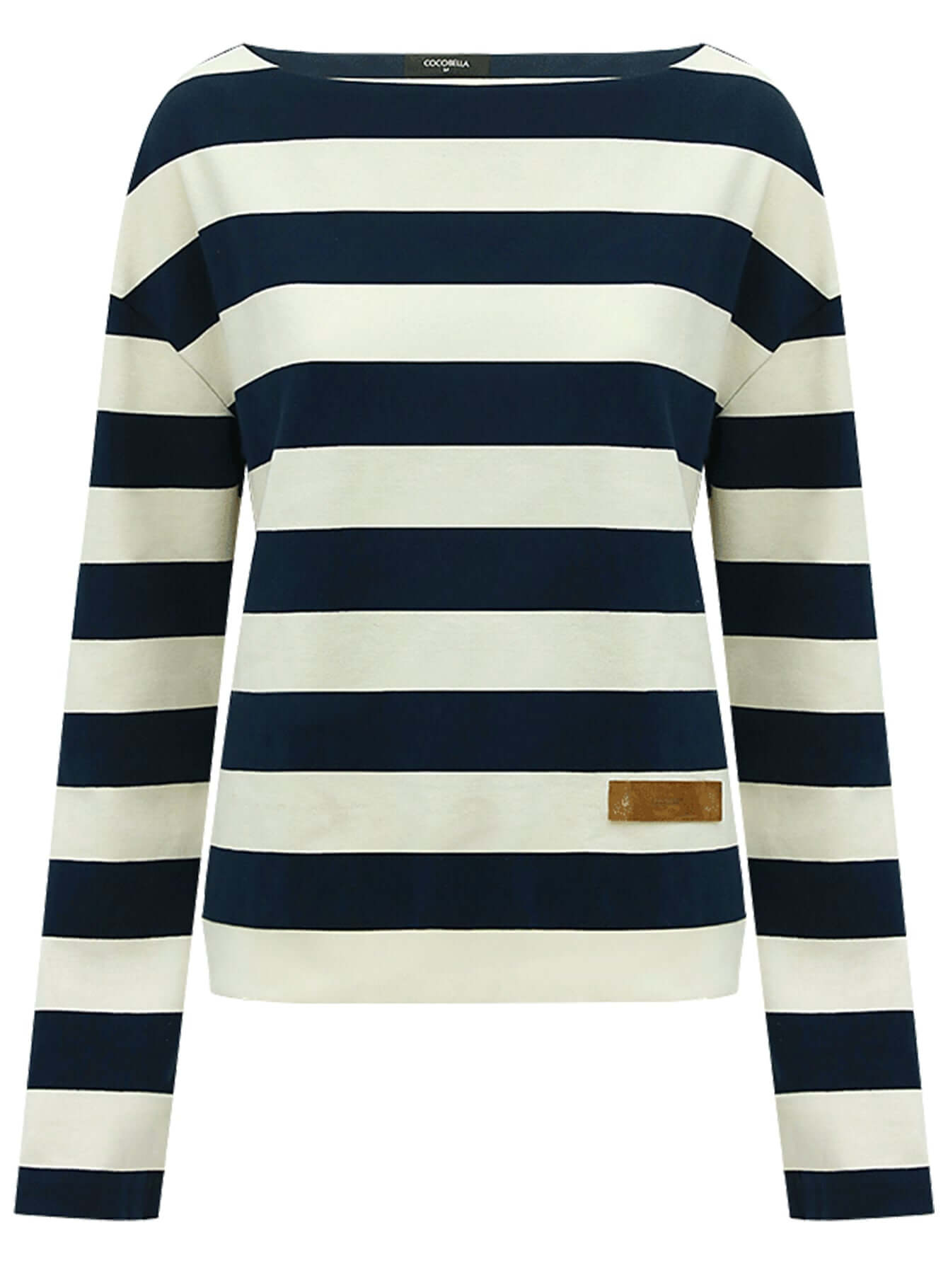 Nautical Boat Neck Long Sleeved Striped Knitted Tee-3