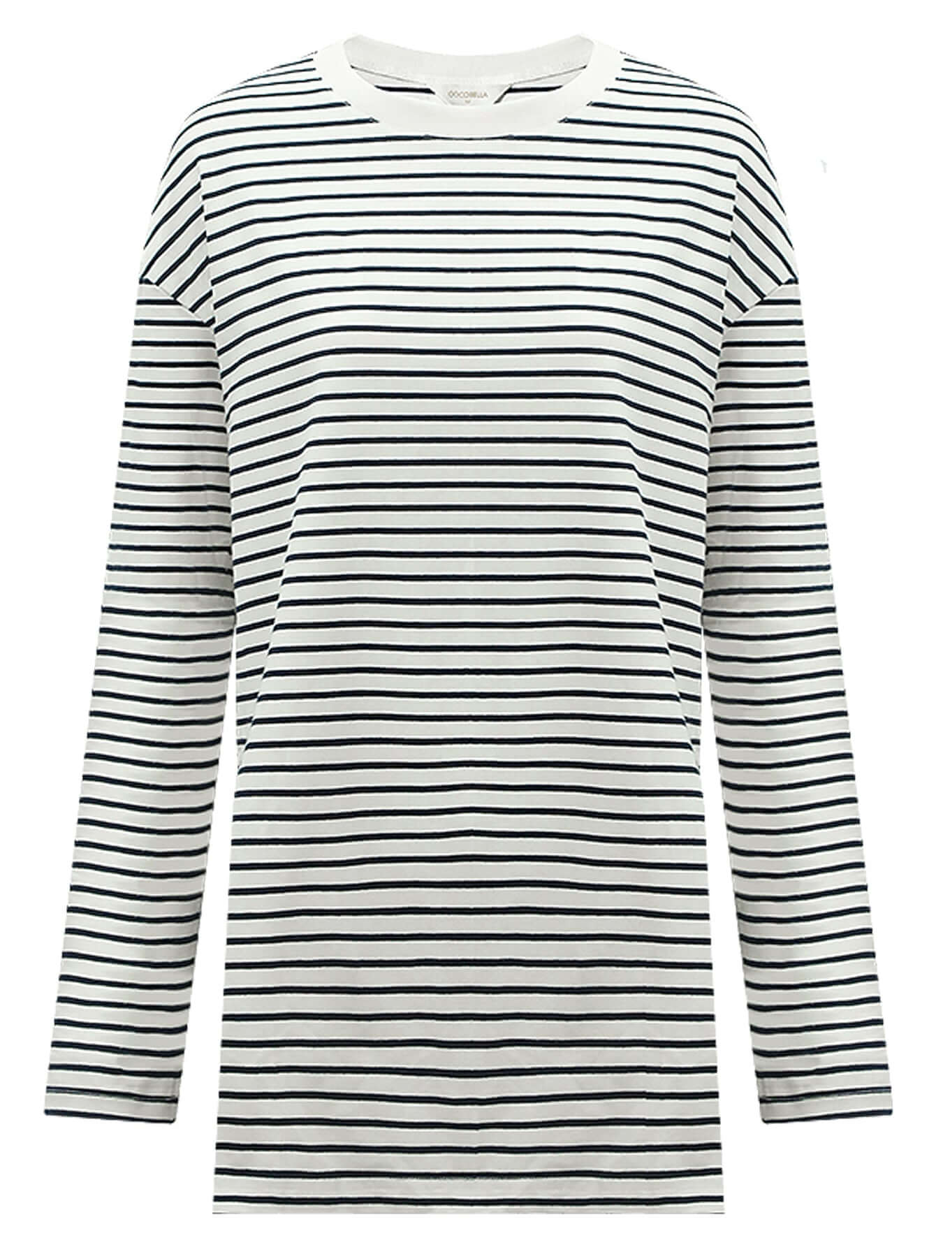 Nonchalant Black and White Striped Long Sleeve Tee-3