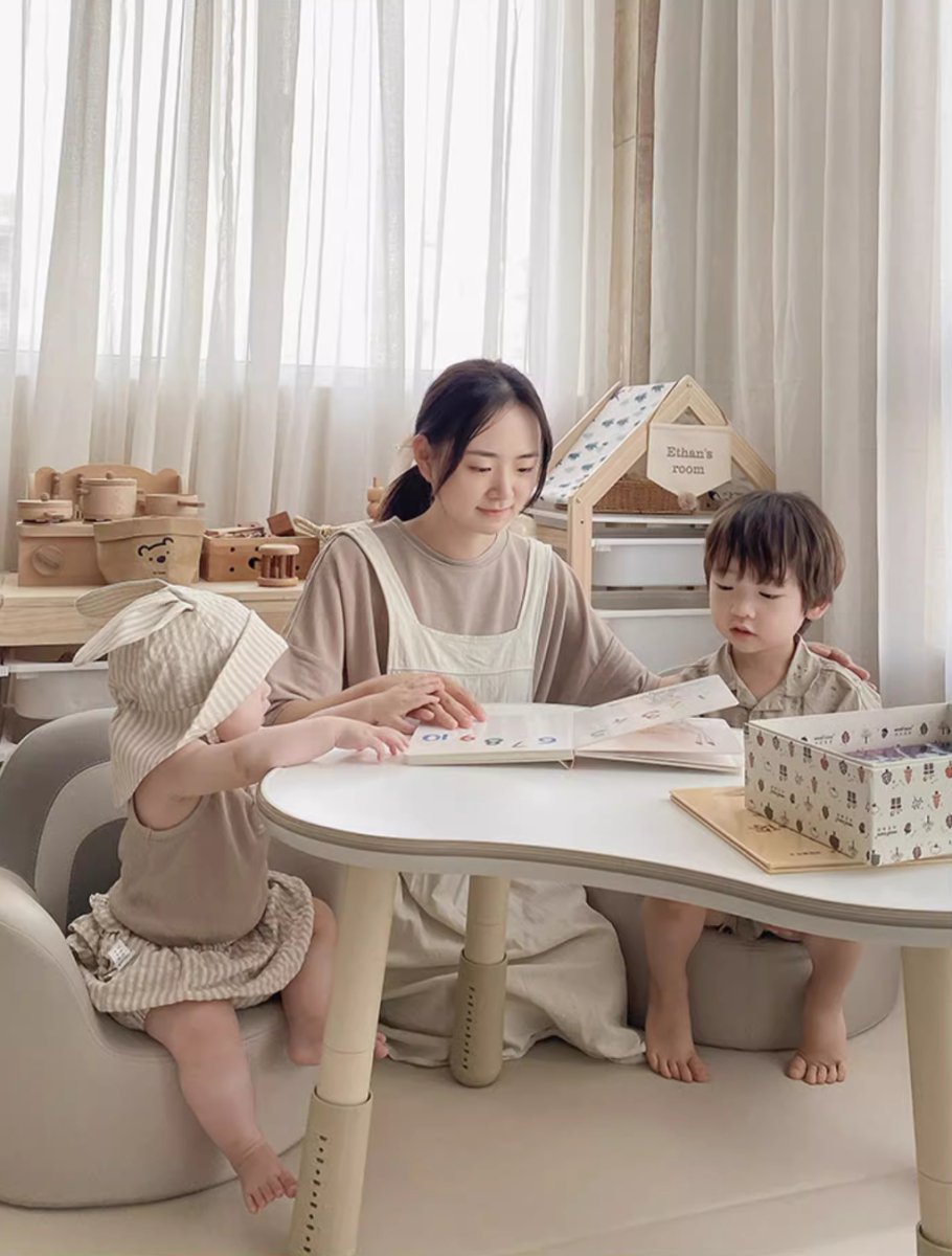 Peanut Height Adjustable Dual-kid White Study Table-3