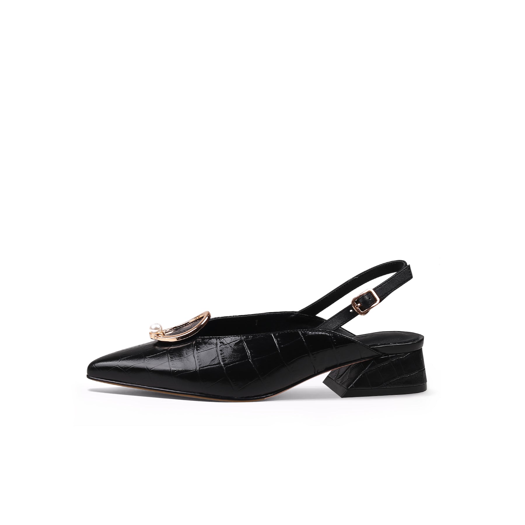 Pearl Retro Leather Slingback Sandals-0