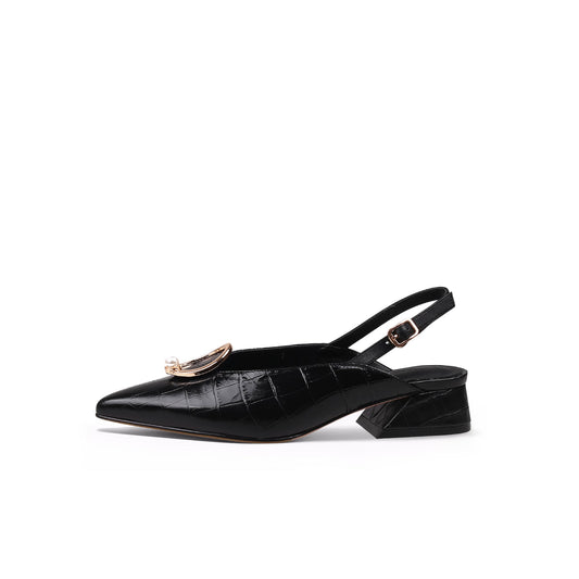Pearl Retro Leather Slingback Sandals-0