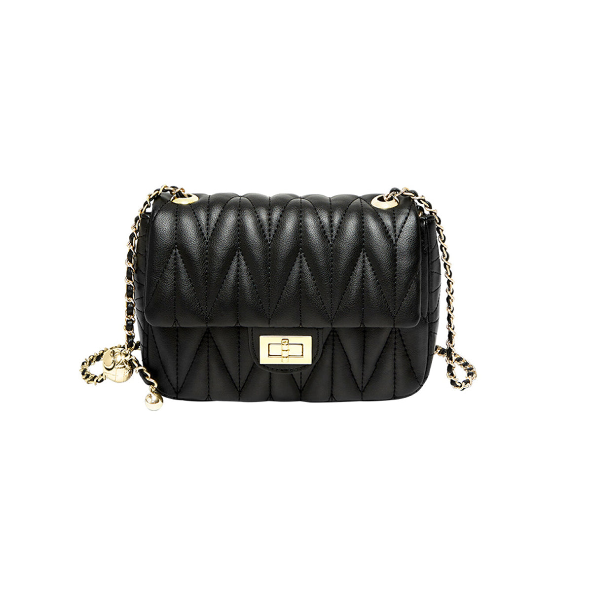 Penthouse Black Quilted Shoulder Bag-0