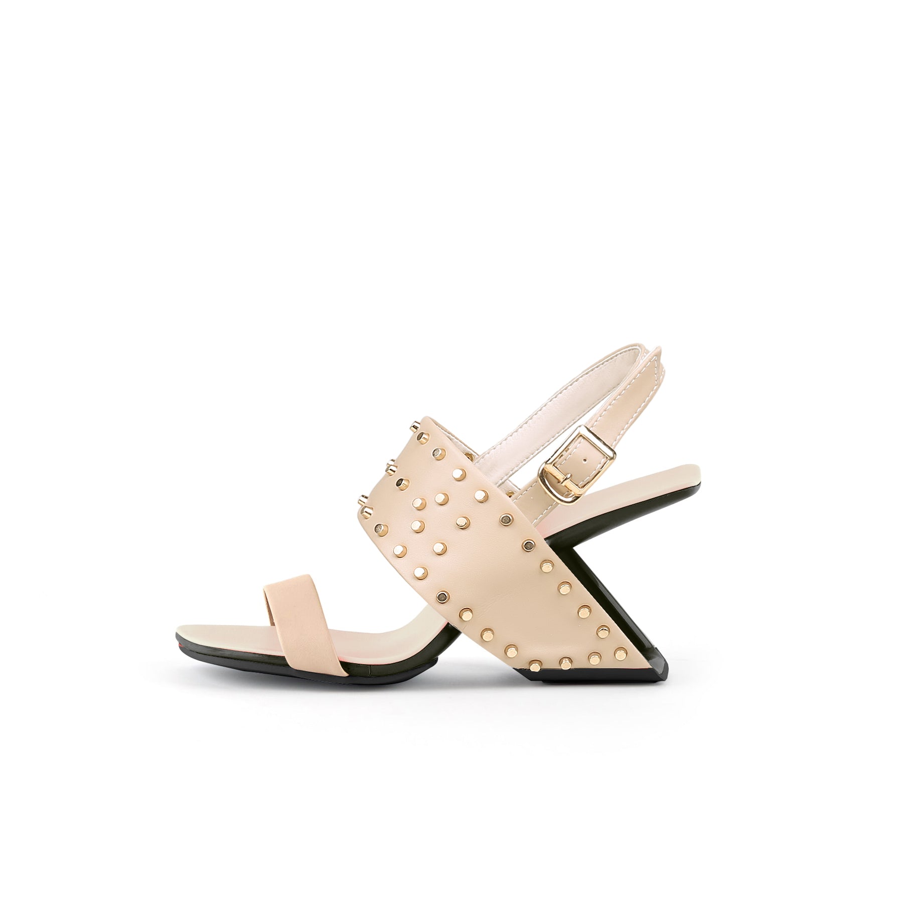 Plain Leather Studded Heel-Less Sandals-0