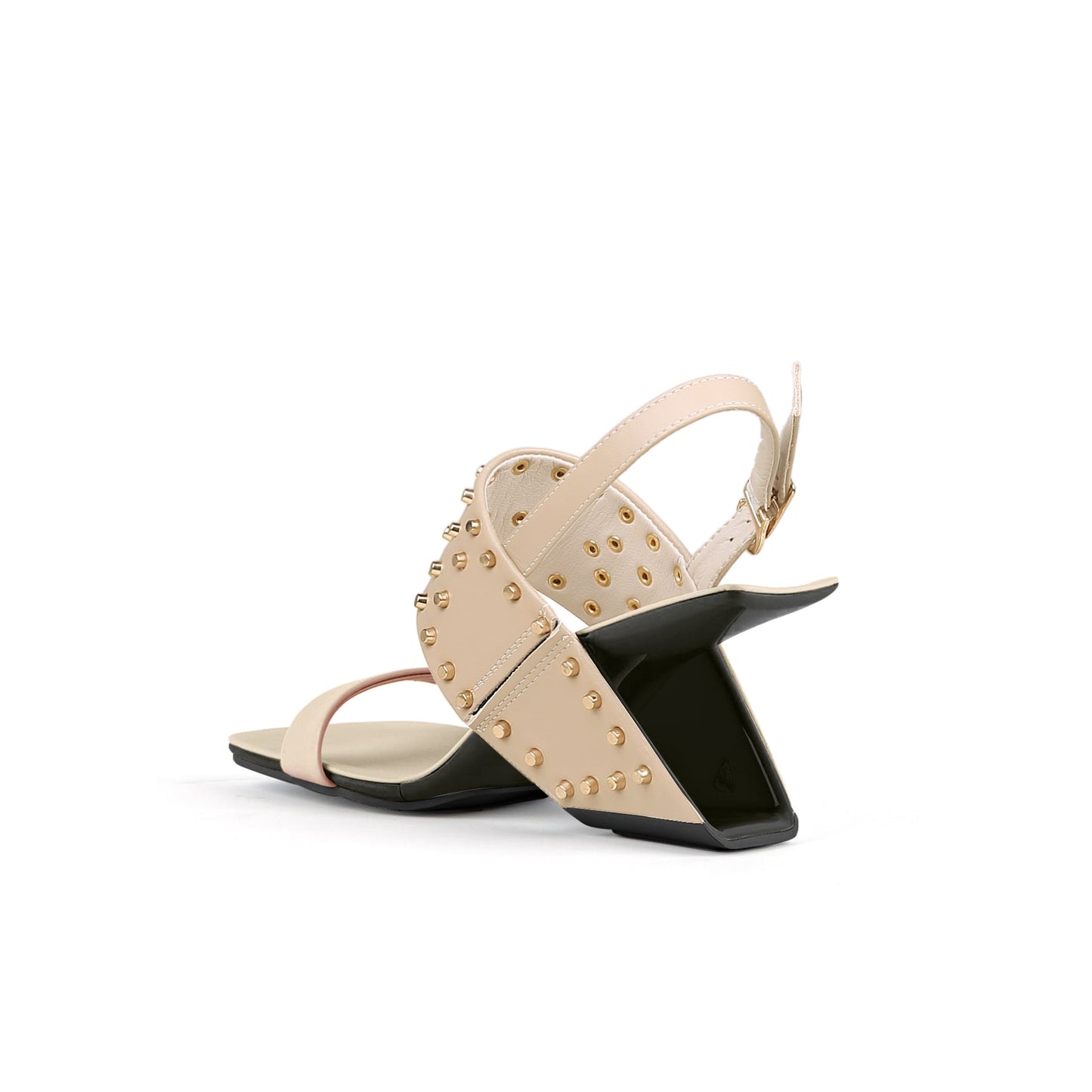 Plain Leather Studded Heel-Less Sandals-3