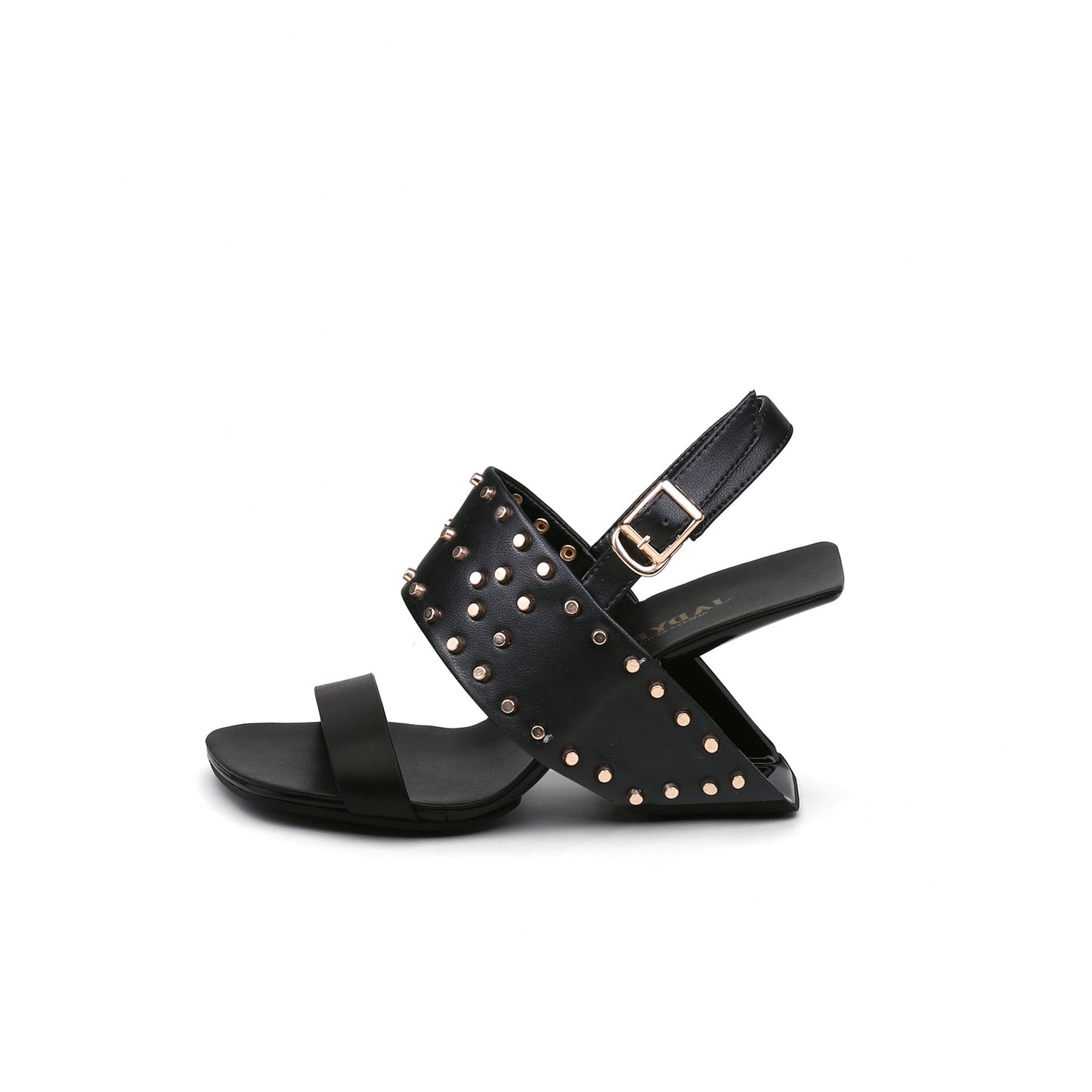 Plain Leather Studded Heel-Less Sandals-5