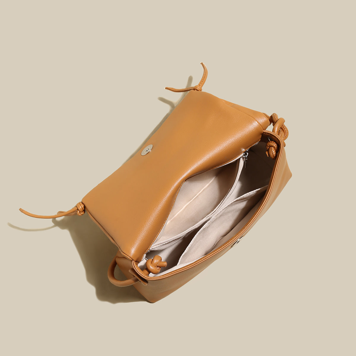 Pleated Semi-Braided Leather Shoulder Bag-4