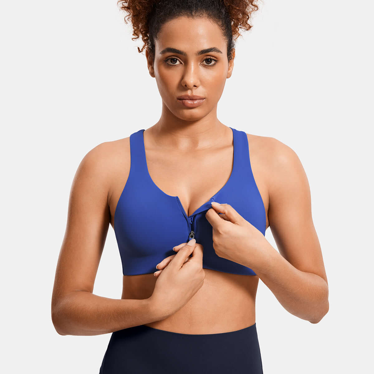 Power On Soft Padded High Impact Zip Front Workout Bra-5