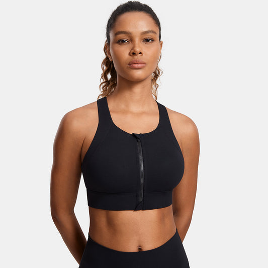 Power On Zip Front Racerback High Impact Sports Bra-0