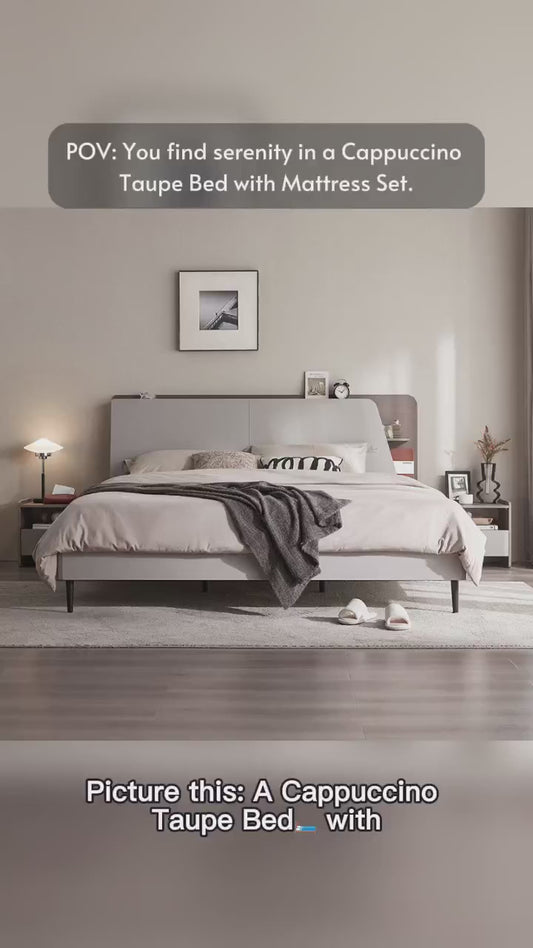 Cappuccino Taupe Bed with Mattress Set