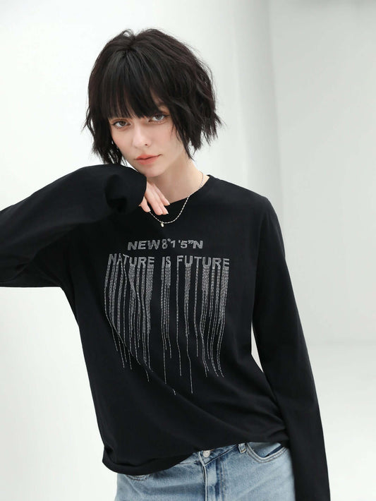 Printed Black Long Sleeve NATURE IS FUTURE-0