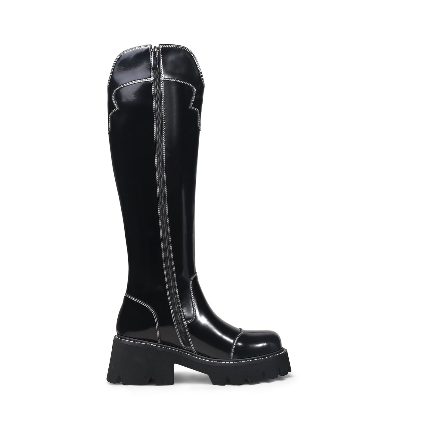 Retro Black Knee-High Boots-2