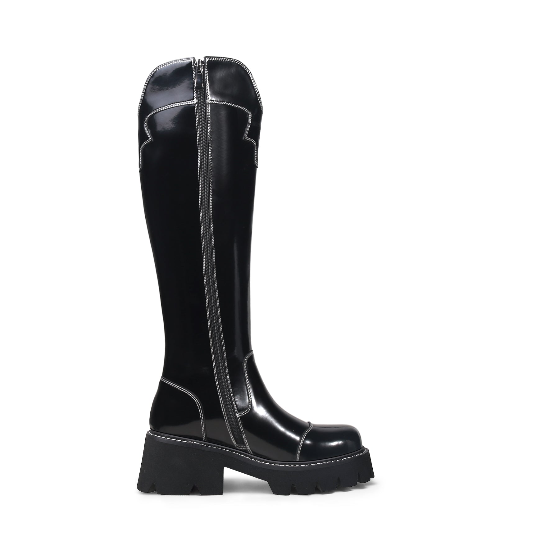 Retro Black Knee-High Boots-2