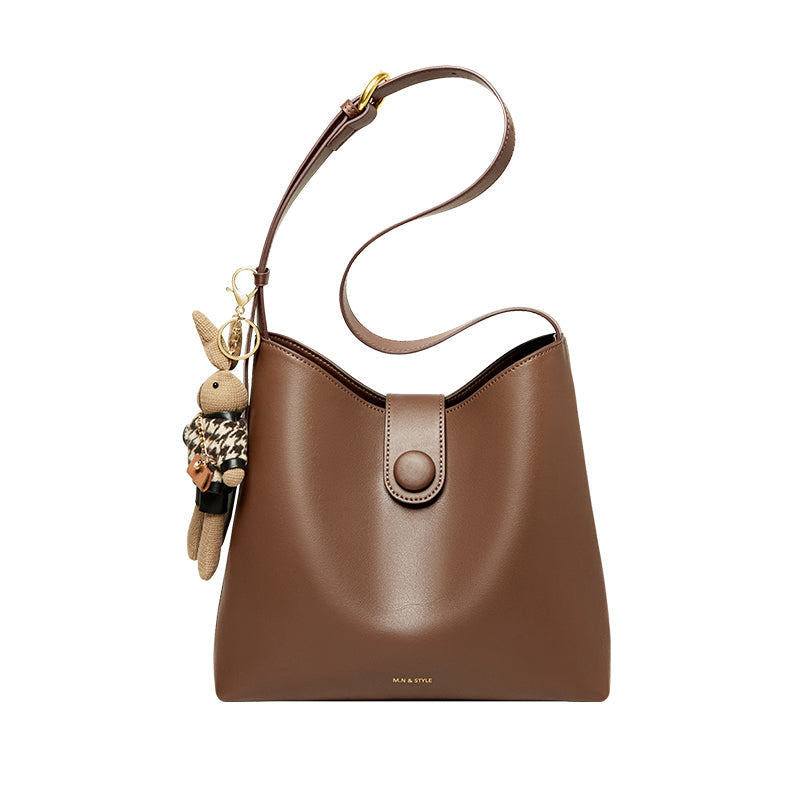 Retro Brown Leather Medium Shoulder Bag-0