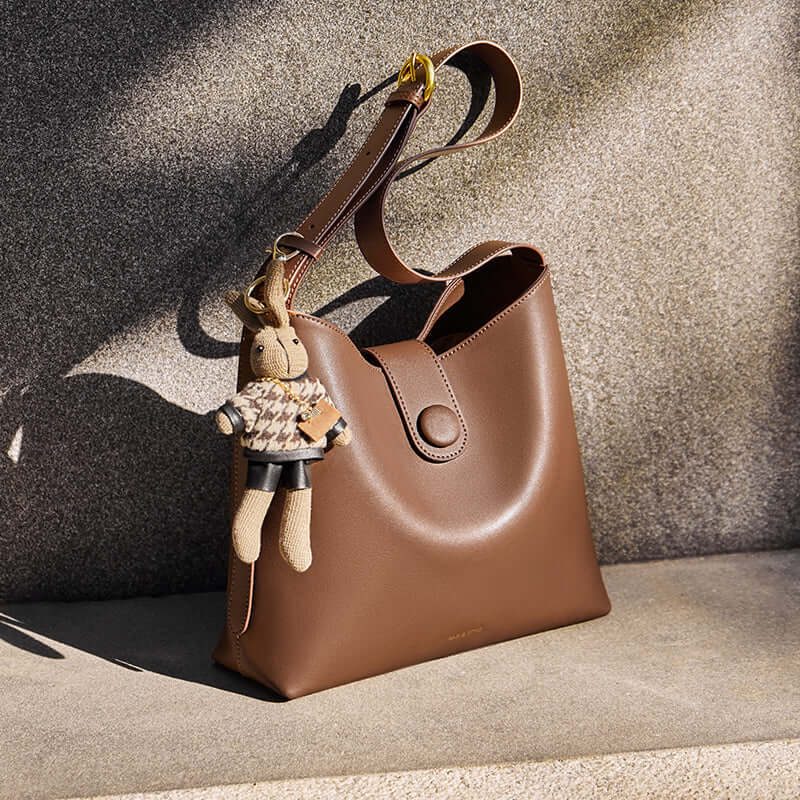 Retro Brown Leather Medium Shoulder Bag-3