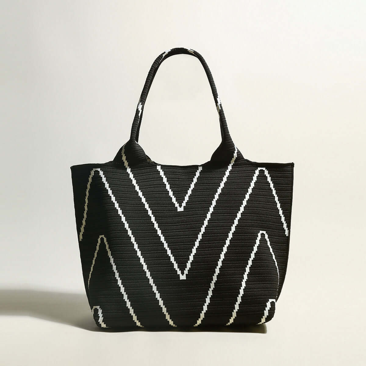 Retro Chevron Black Canvas Tote Bag-0