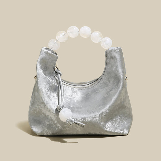 Silver Pearl Top Handle Bag-0