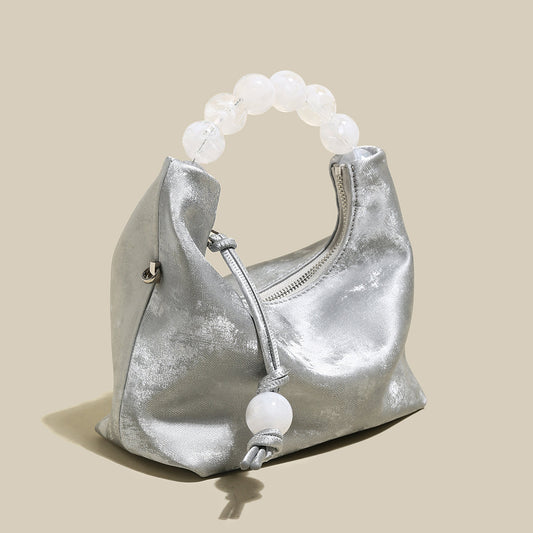 Silver Pearl Top Handle Bag-1