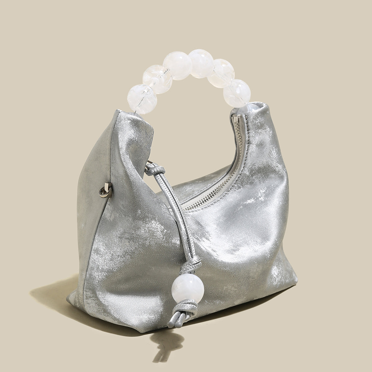 Silver Pearl Top Handle Bag-1