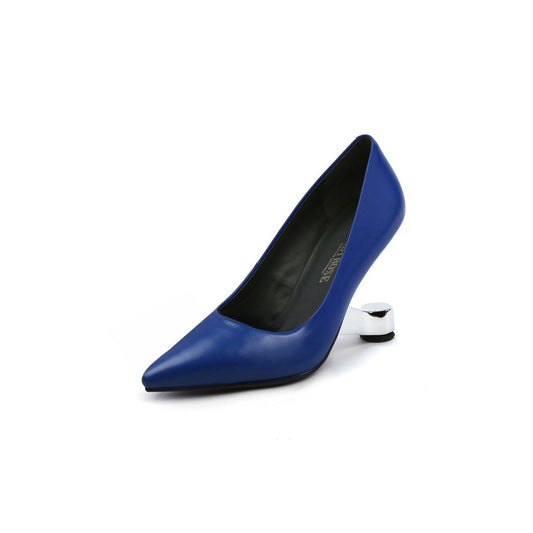 Sleek Pointed Toe Glass Heel Pumps-1
