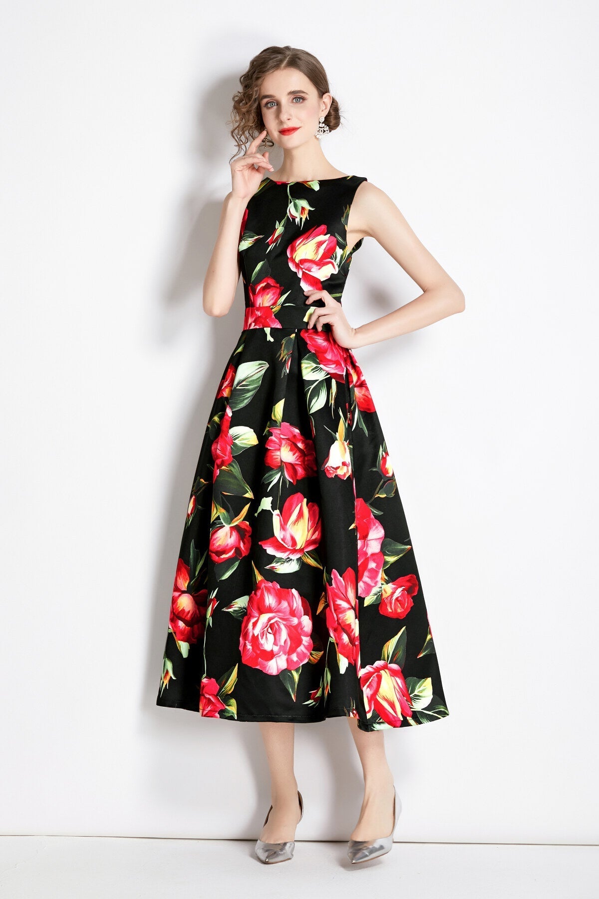 Sleeveless Structured Tailoring High Waisted Dress-1