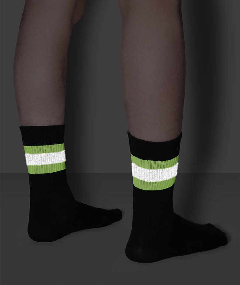 Starry Sky Fluorescent All-season Men Black Sports Crew Socks-1